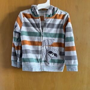 Child of Mine Striped Hoodie with Raccoon Design